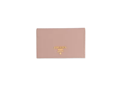 PRADA Small Saffiano Leather Wallet "Powder Pink/Fiery Red"
