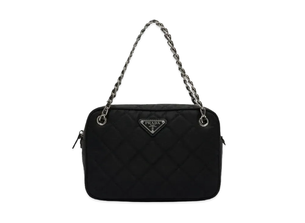 PRADA Nylon Quilted Chain Mini Shoulder Bag "Black"