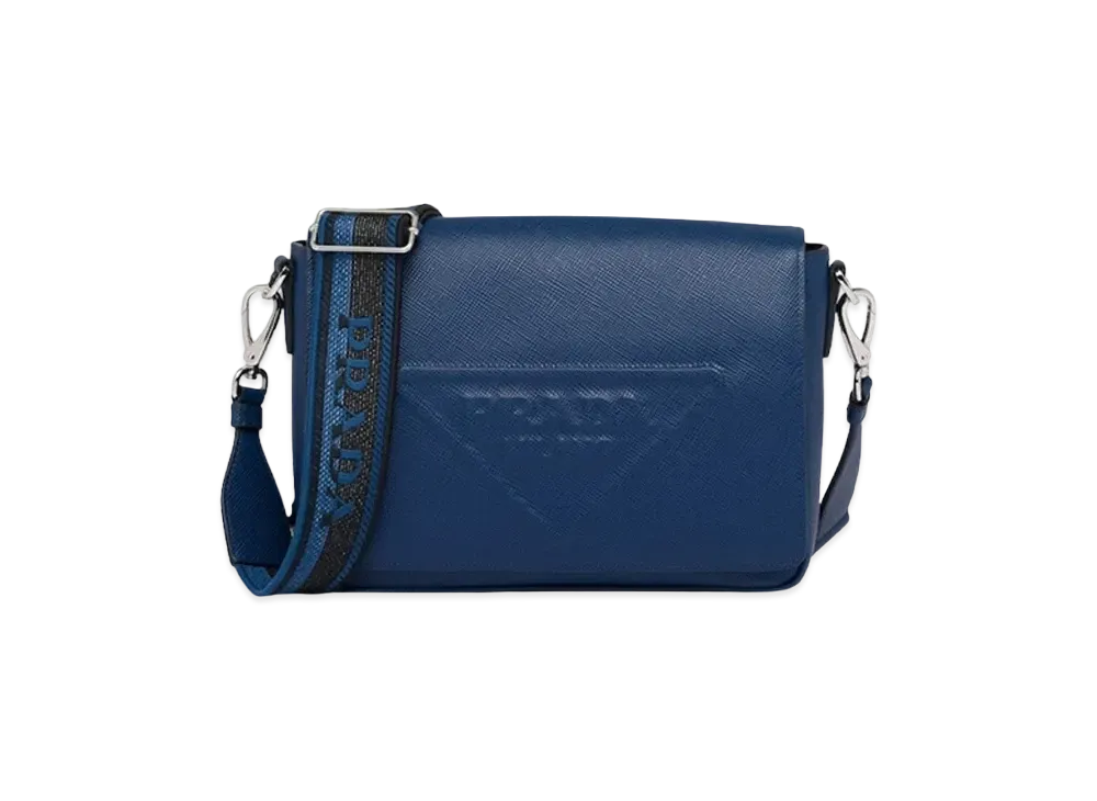 PRADA Saffiano Leather Shoulder Bag "Bluette"