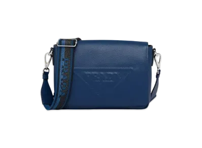 PRADA Saffiano Leather Shoulder Bag "Bluette"