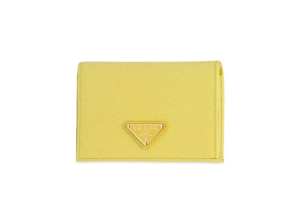 PRADA Small Saffiano Leather Wallet "Citron Yellow"