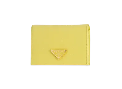 PRADA Small Saffiano Leather Wallet "Citron Yellow"
