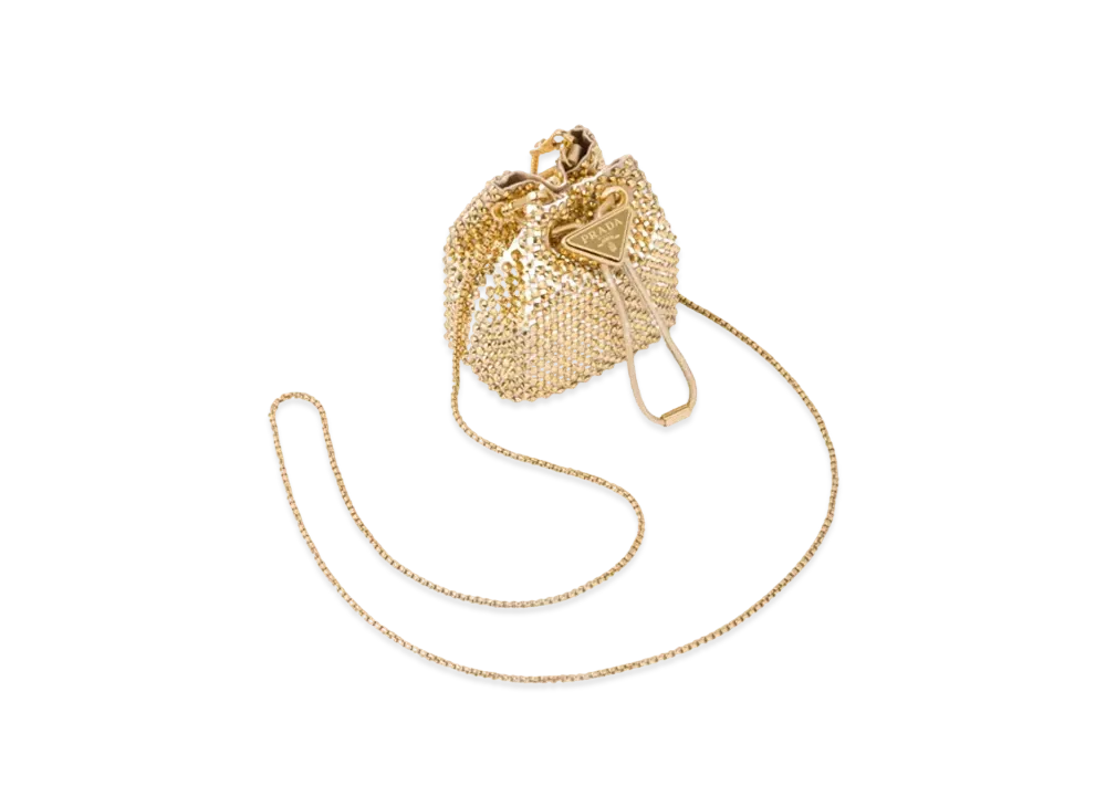 PRADA Embellished Satin Mini Pouch "Platinum"