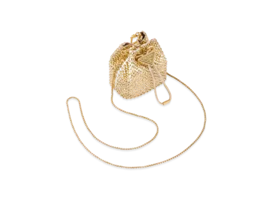 PRADA Embellished Satin Mini Pouch "Platinum"