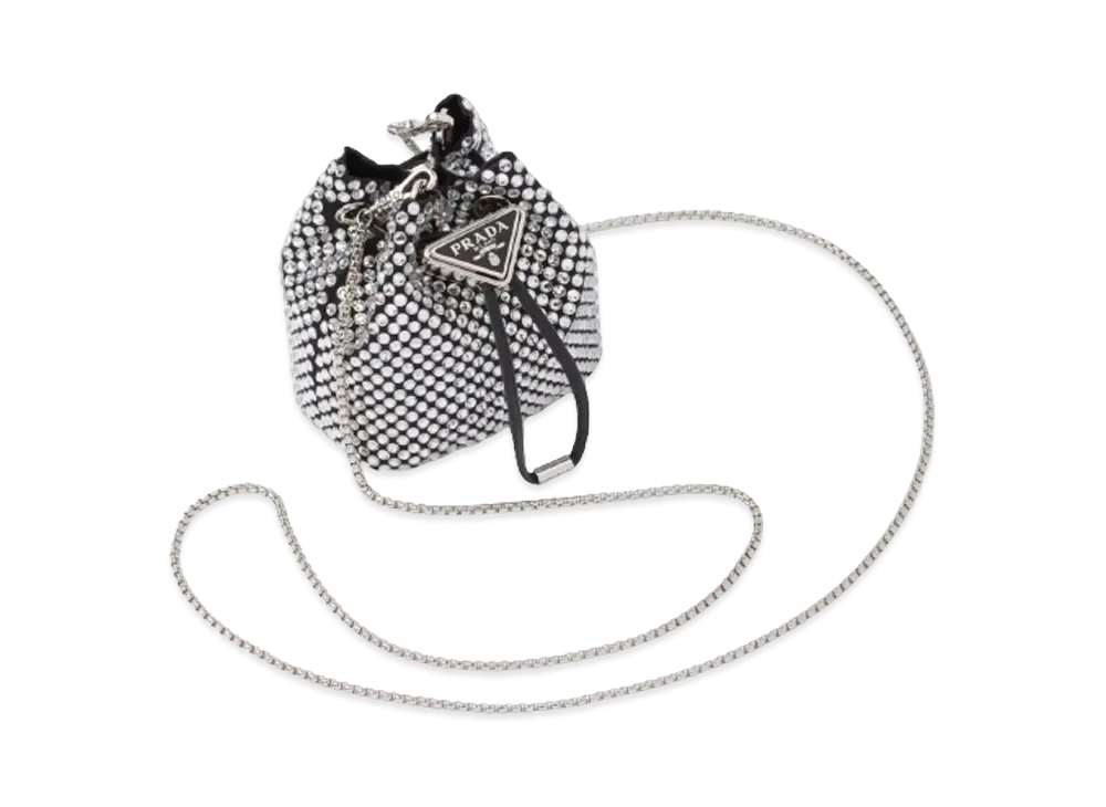 PRADA Embellished Satin Mini Pouch "Crystal"