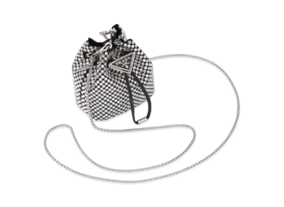 PRADA Embellished Satin Mini Pouch "Crystal"