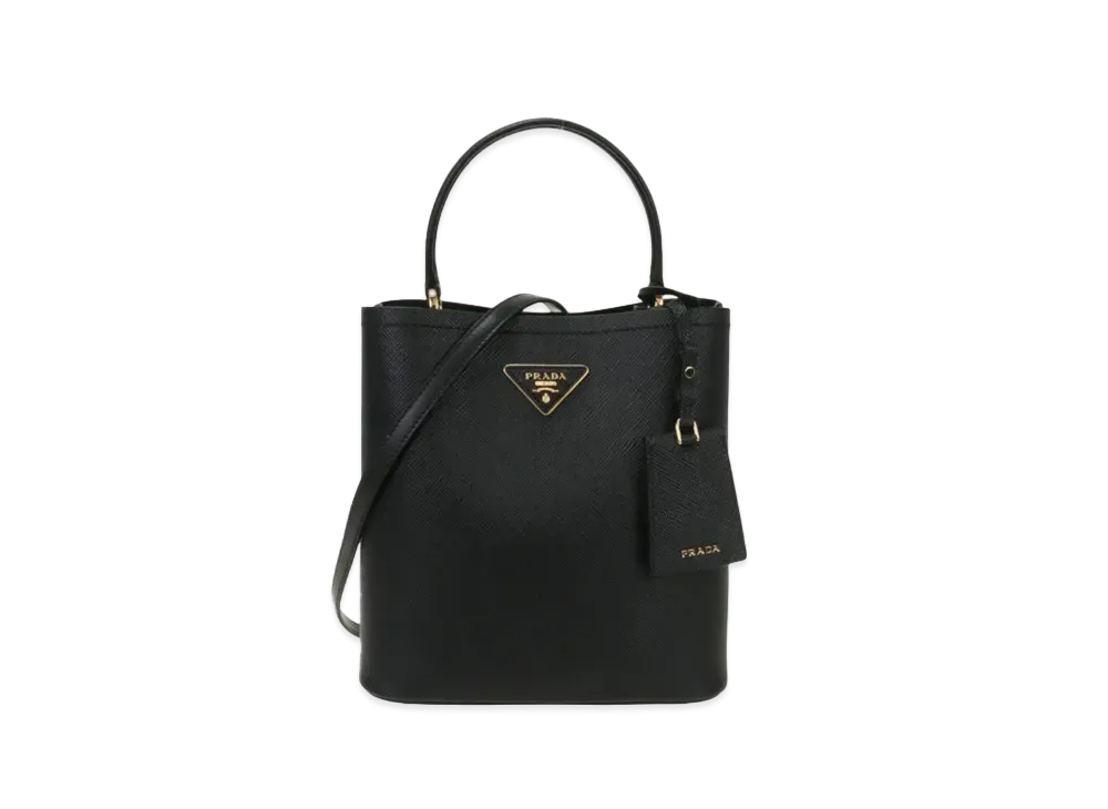 PRADA Saffiano Leather Medium Panier Bag "Black"