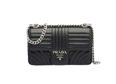 PRADA Medium Diagram Leather Shoulder Bag "Black"