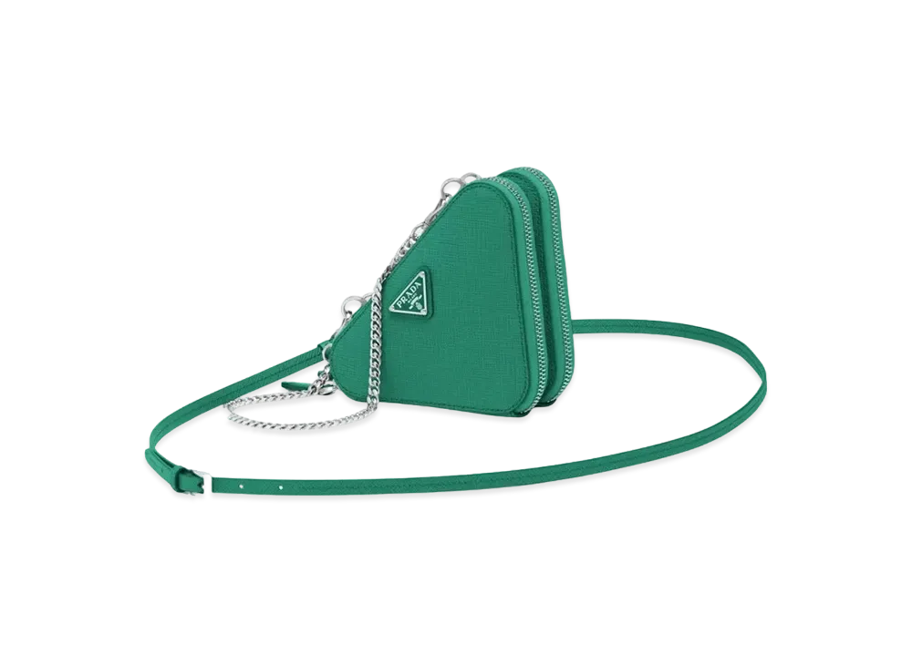PRADA Saffiano Leather Mini Pouch "Green"
