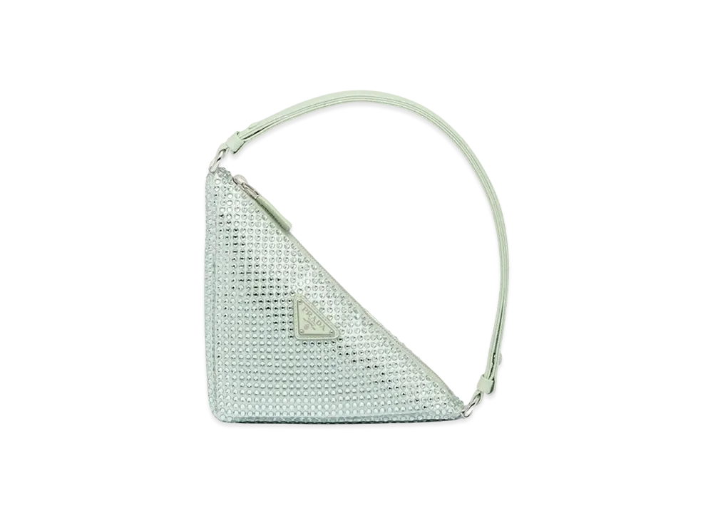 PRADA Crystal Studded Satin Pouch "Pastel Green"