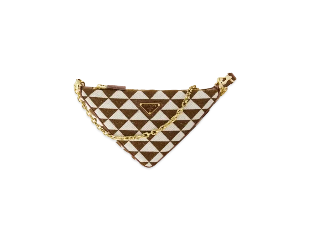 PRADA Embroidered Jacquard Fabric Mini Bag "Tobacco/Chalk White"