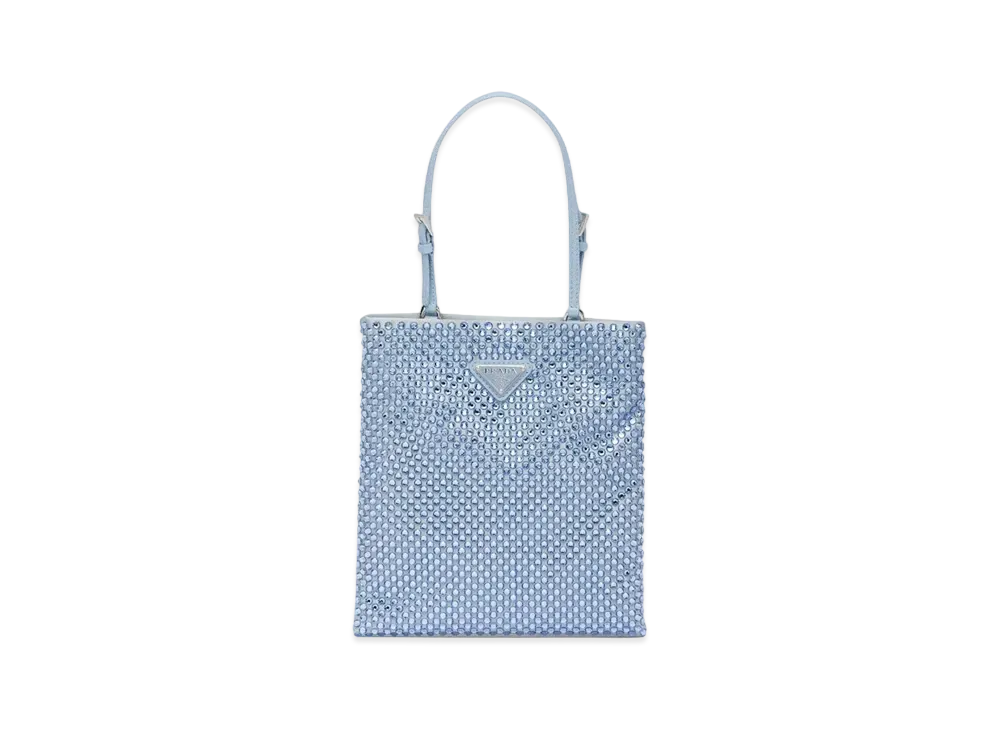 PRADA Satin Handbag Crystals "Light Blue"