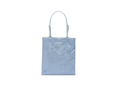 PRADA Satin Handbag Crystals "Light Blue"
