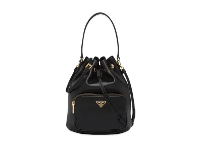 PRADA Duet Leather Handbag "Black"