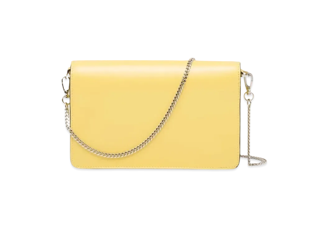 PRADA Brushed Leather Shoulder Bag Yellow