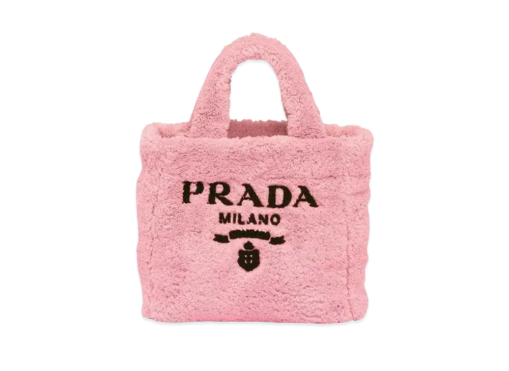 PRADA Terry Mini Tote Bag Fabric "Petal Pink/Black"