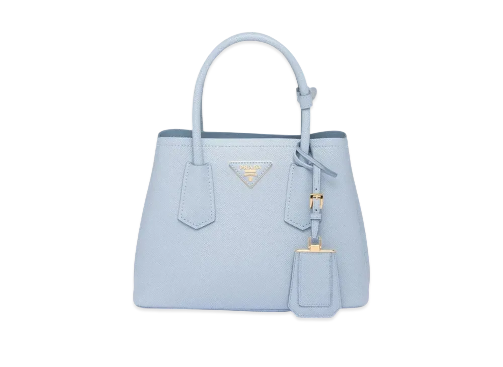 PRADA Double Saffiano Leather Mini Bag "Light Blue"