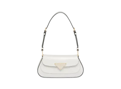 PRADA Brushed Leather Shoulder Bag "White"