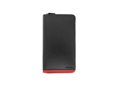 PRADA Portaf Grande Lampo VIT MicroI Grain "Black/Red"