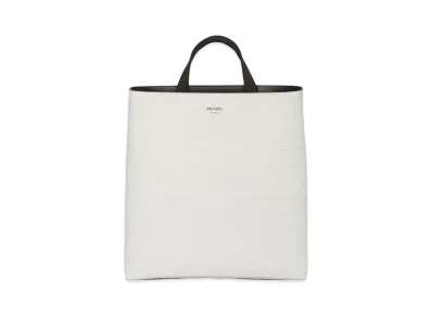 PRADA Brushed Leather Tote Bag Water Bottle "White"