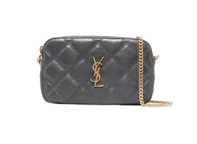 Saint Laurent Becky Double-Zip Pouch In Quilted Lambskin "Storm"