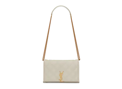 Saint Laurent Becky Chain Wallet In Quilted Lambskin "Vintage White"