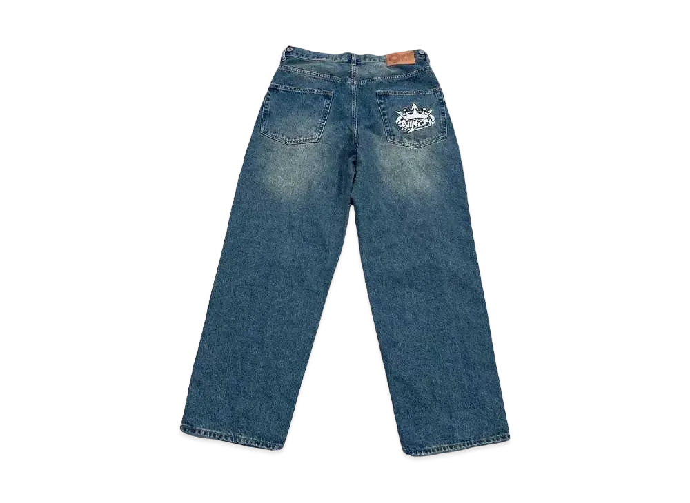 9090 King Logo Vintage Tapered Pants "Indigo"