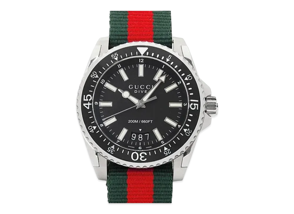 GUCCI Dive "Black/Stainless Steel/Green/Red"