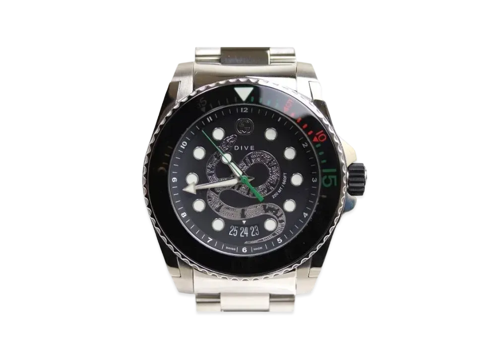 GUCCI Dive Watch Snake "Black/Stainless Steel/Silver"