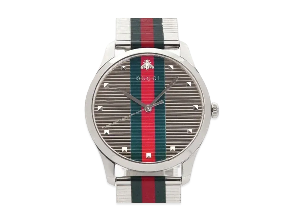 GUCCI G Timeless Bee "Silver/Red/Green/Stainless Steel"