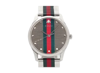 GUCCI G Timeless Bee "Silver/Red/Green/Stainless Steel"