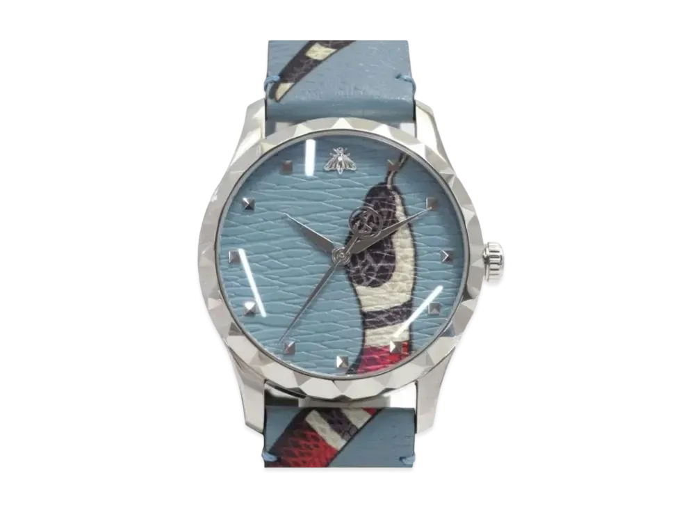 GUCCI G Timeless Pastel Blue King Snake "Blue/Stainless Steel"