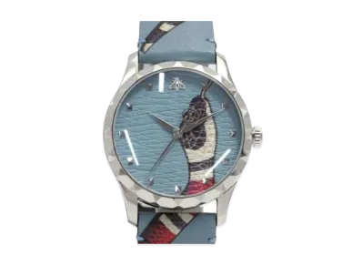 GUCCI G Timeless Pastel Blue King Snake "Blue/Stainless Steel"