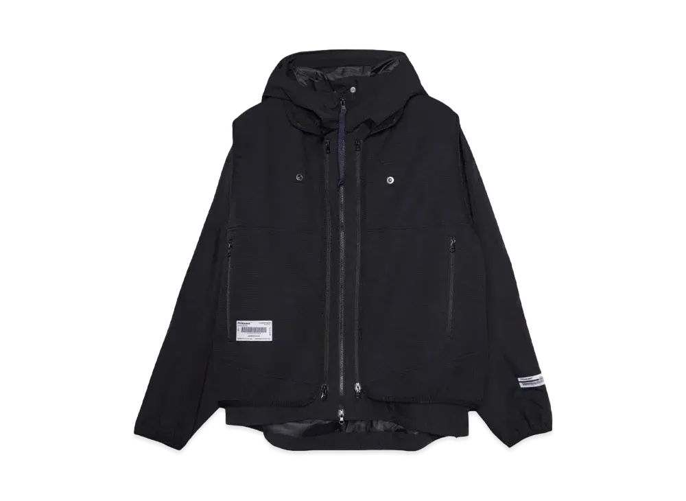 Poliquant THE 2 IN 1 MULTI-SIDED CUTTING 2 LAYERED JACKET / THE BONDING FINISH ZIP UP VEST "BLACK"