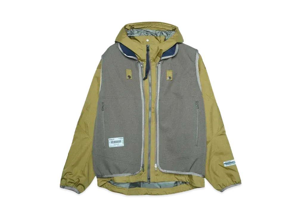 Poliquant THE 2 IN 1 MULTI-SIDED CUTTING 2 LAYERED JACKET / THE BONDING FINISH ZIP UP VEST "COYOTE"