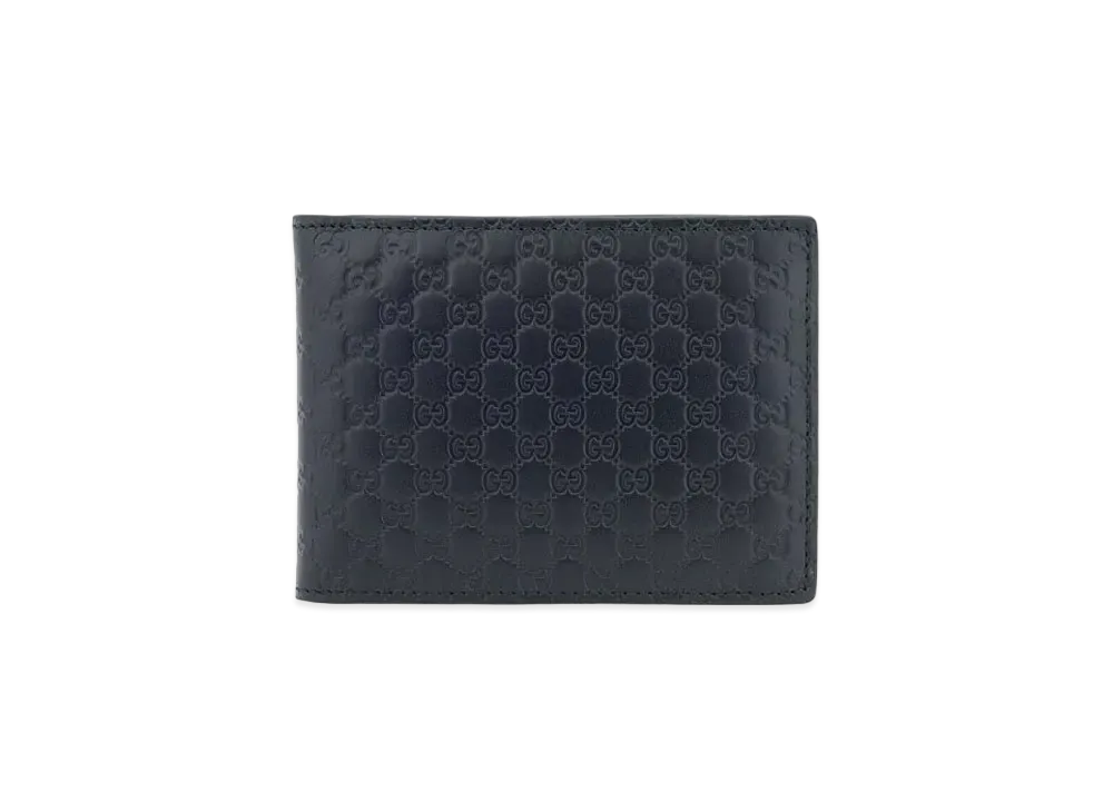 GUCCI Micro Guccissima Bi-fold Wallet "Navy"