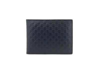 GUCCI Micro Guccissima Bi-fold Wallet "Navy"