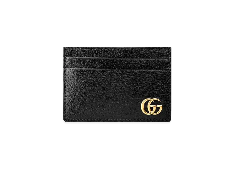 GUCCI GG Marmont Leather Card Case With Money Clip "Black"