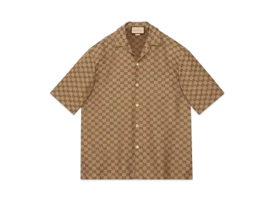 GUCCI GG Linen Shirt "Camel/Ebony"
