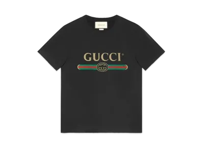GUCCI Oversize Washed T-Shirt With Gucci Logo "Black"