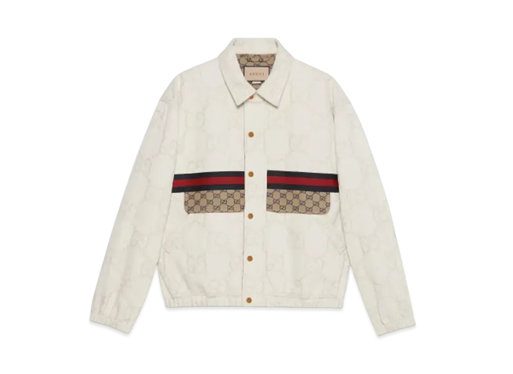 GUCCI Maxi GG Denim Jacket With Web "Ivory"