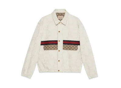 GUCCI Maxi GG Denim Jacket With Web "Ivory"