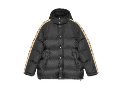 GUCCI GG Jacquard Nylon Padded Coat "Black/Camel/Brown"