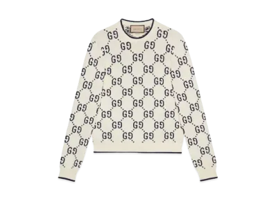 GUCCI GG Cotton Knit Sweatshirt "Ivory/Black"
