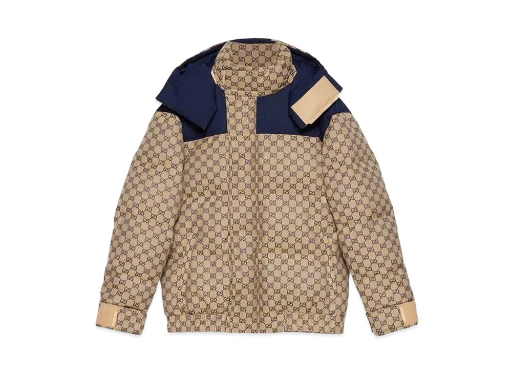 GUCCI GG Canvas Goose Down Jacket "Beige/Blue"