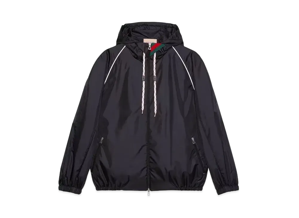 GUCCI Nylon Satin Jacket "Black/Green/Red"