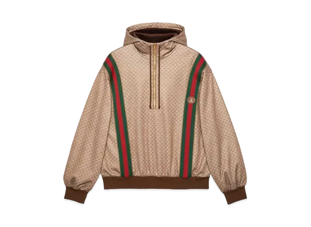 GUCCI Mini GG Jersey Hooded Sweatshirt "Beige/Ebony"