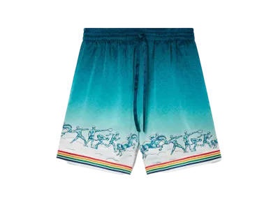 Casablanca La Deesse Du Stade Silk Shorts "Multi"