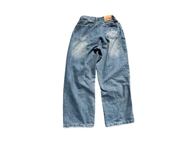 9090 King Logo Buggy Denim Pants "Indigo Yellow"