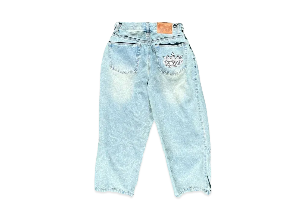 9090 King Logo Buggy Denim Pants "Vintage Blue"